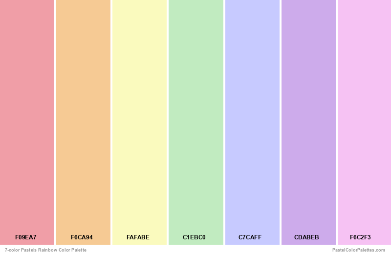 7 Color Pastels Rainbow Pastel Color Palettes